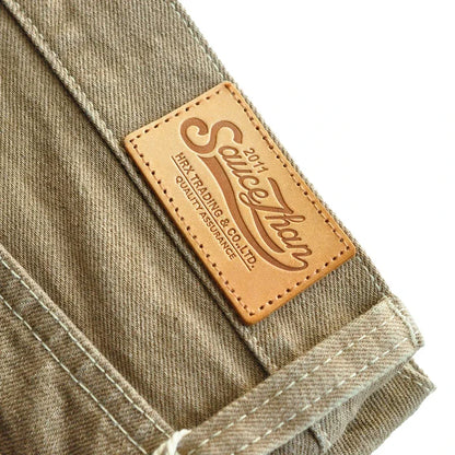 Herren Jeans aus Selvedge-Denim in Khaki mit Zipper Fly Casual