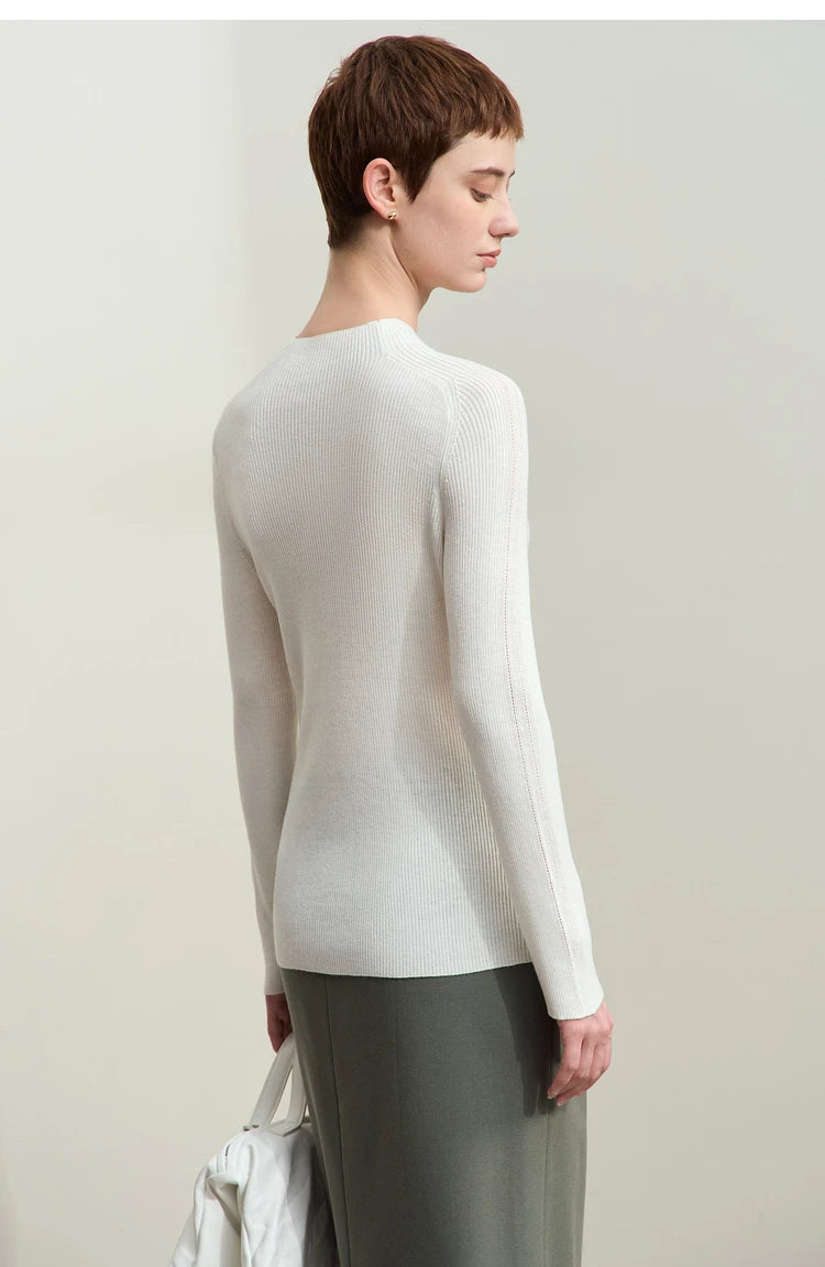 Damen-Halbrollkragen-Pullover Slim Raglan Wolle-Mix Herbst-Winter