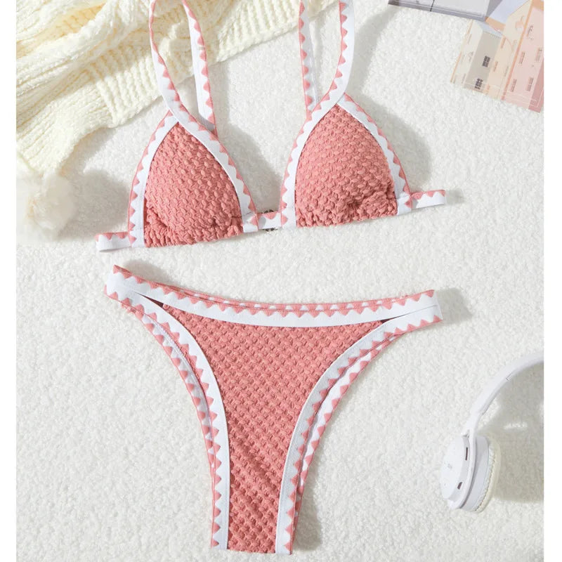 Sexy Bikini-Set in Pink mit Push-up-Effekt – Perfekt für Strand und Pool