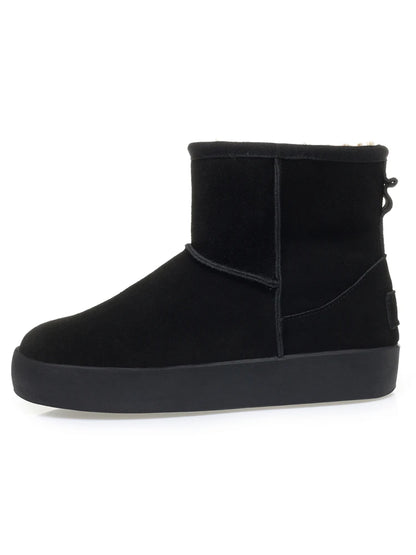 Damen Schnee Stiefel aus echtem Leder mit warmem Wollfutter