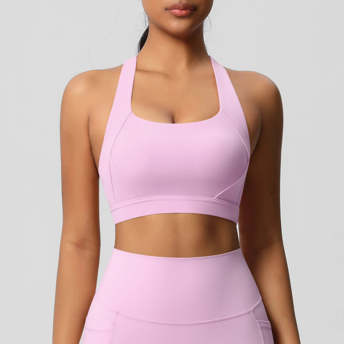 Sportliche Yogaweste in Hellrosa mit Racerback und breitem Unterbrustband