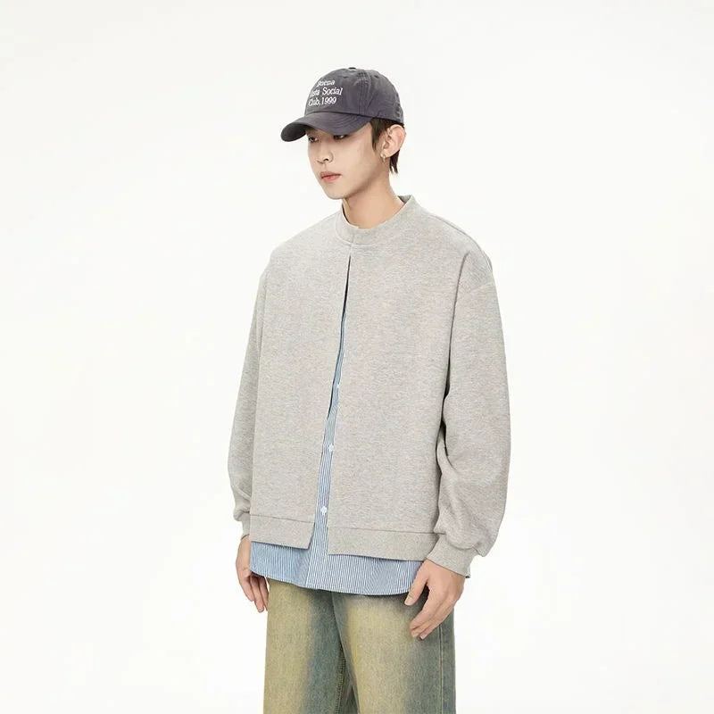 Herren Strickjacke mit gestreiftem Shirt im koreanischen Y2K Vintage Stil