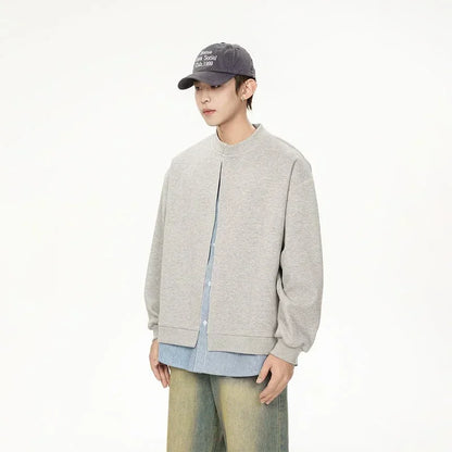 Herren Strickjacke mit gestreiftem Shirt im koreanischen Y2K Vintage Stil