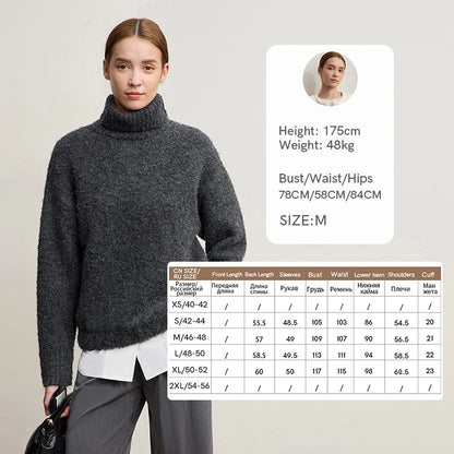 Damen-Rollkragenpullover locker Raglan Streetwear Winter