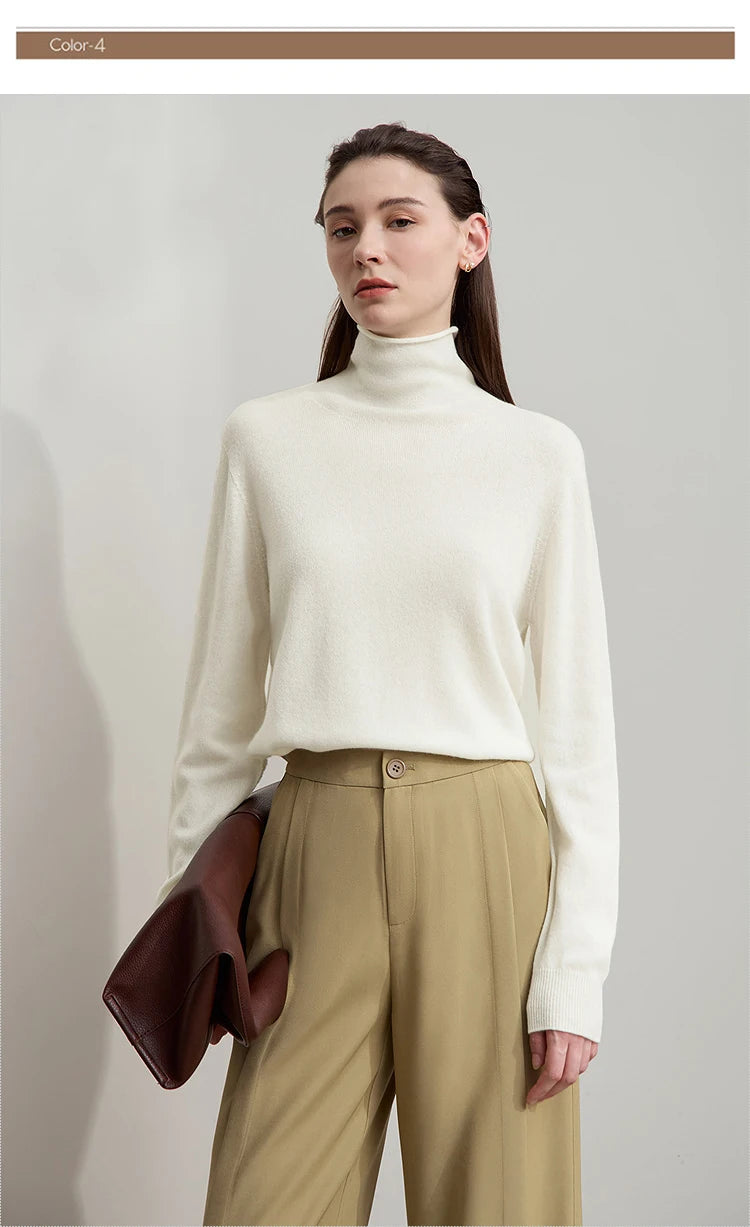 Damen-Rollkragenpullover Wolle-Kaschmir warm elegant Herbst-Winter