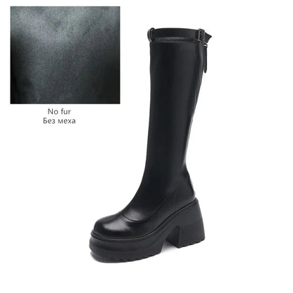 Damen Reiterstiefel im Römischen Stil mit 10 cm hoher Ferse