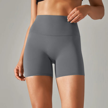Nahtlose Sportshorts für Frauen mit hohem Bund, anthrazitgrau