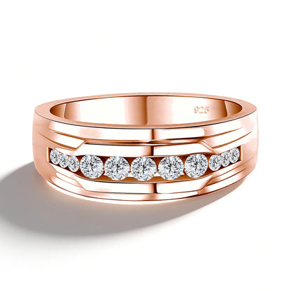 Unisex-Ring aus 925 Silber Moissanit-Verlobungsring Weißglanz für Damen und Herren