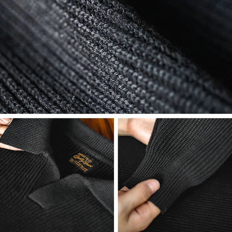 Herren Retro-Poloshirt mit Polokragen aus gestricktem, warmem Material