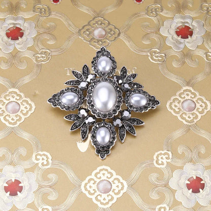 Brosche Kreuz Perle Strass Barock Vintage Luxus Hochzeit Party Damen
