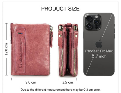 Damen Echtleder Geldbörse Bifold Luxus Retro Fotofächer Kartenhalter Reise Geschenk