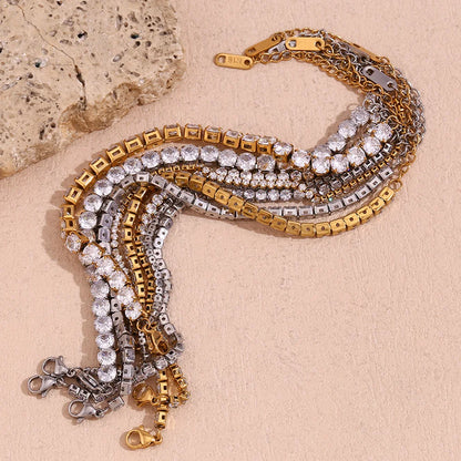 Damen-Tennisarmband mit Kristall-Strass aus Edelstahl