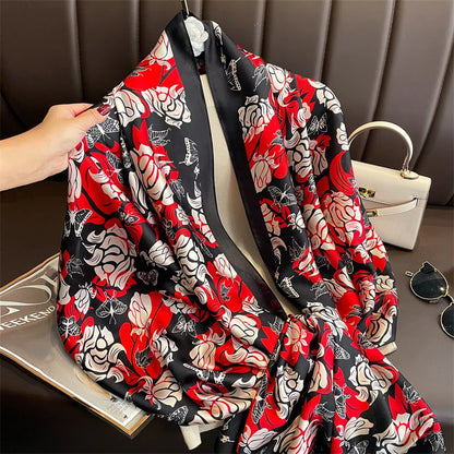 Damen Seidenschal groß 180x90cm Sommer Strand Foulard Bandana weich