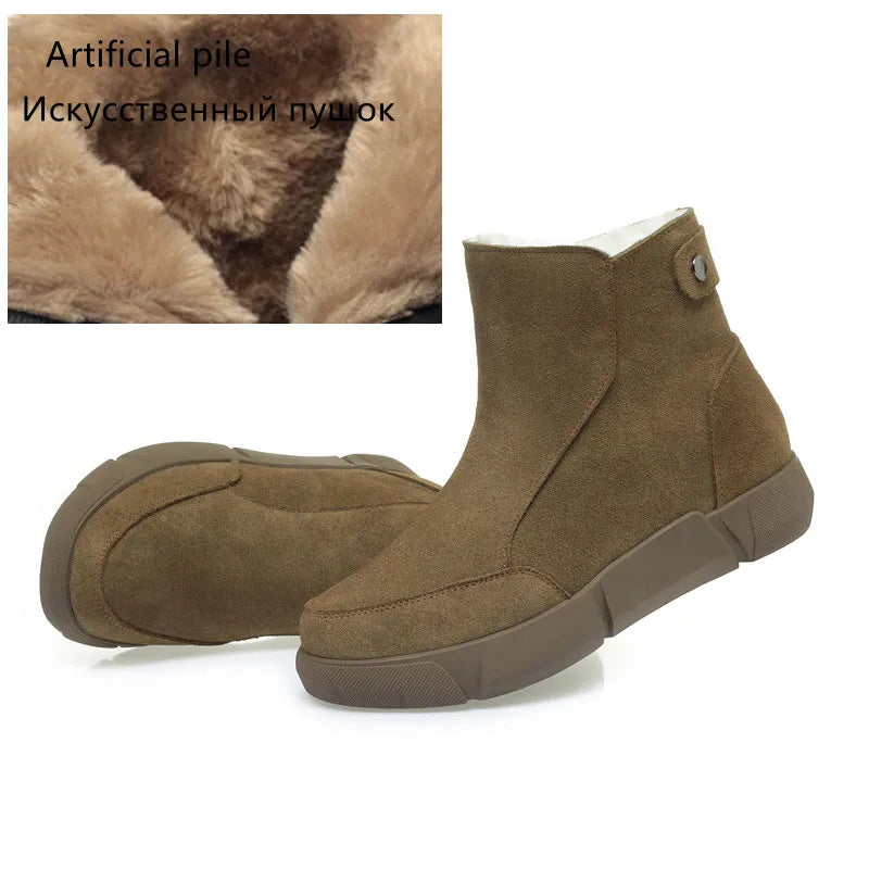 AIYUQI Snow Boot Women 2025 Winter New Suede Genuine Leather Women Short Boots Natural Wool Warm Non-slip Women's Ankle Boots