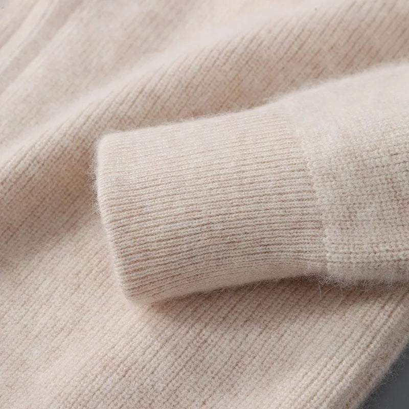 Pullover aus 100 % reinem Nerz-Kaschmir für Herren, Stehkragen, verdickte Strickjacke, Herbst/Winter, warm, lässig, gestrickt, große Oberteile mit Reißverschluss