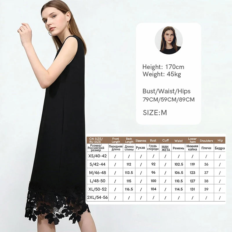 Elegantes Damen Midikleid Aus Baumwolle Mit Spitze Für Büro Und Freizeit