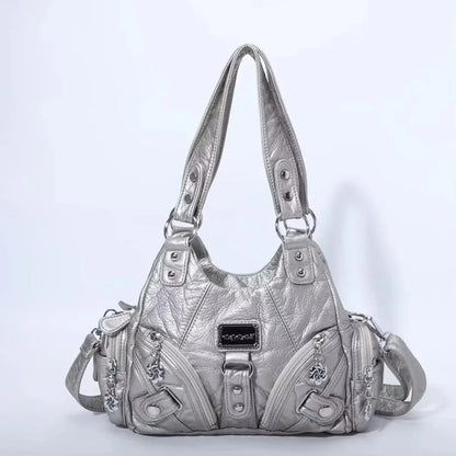 Damen-Handtasche Leopardmuster Mit Oberem Griff Und Mehrfachfächern Für Alltag Und Freizeit