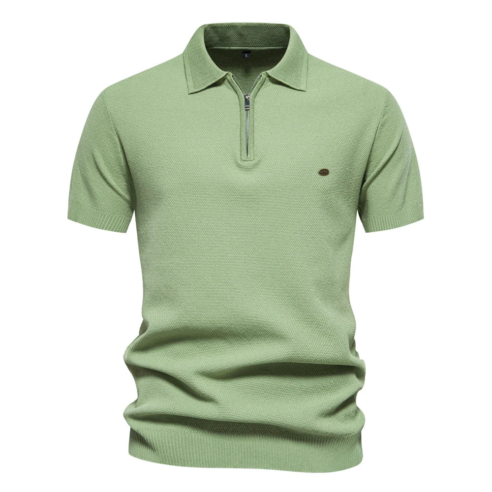 Premium Geripptes Herrenpoloshirt Leicht Atmungsaktiv