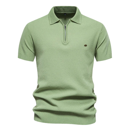 Premium Geripptes Herrenpoloshirt Leicht Atmungsaktiv