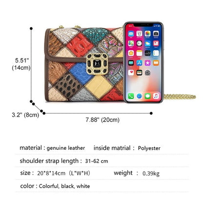 Damen-Schultertasche Aus Echtem Leder Kleine Handtasche Mit Gestepptem Kettenriemen Für Alltag Und Freizeit