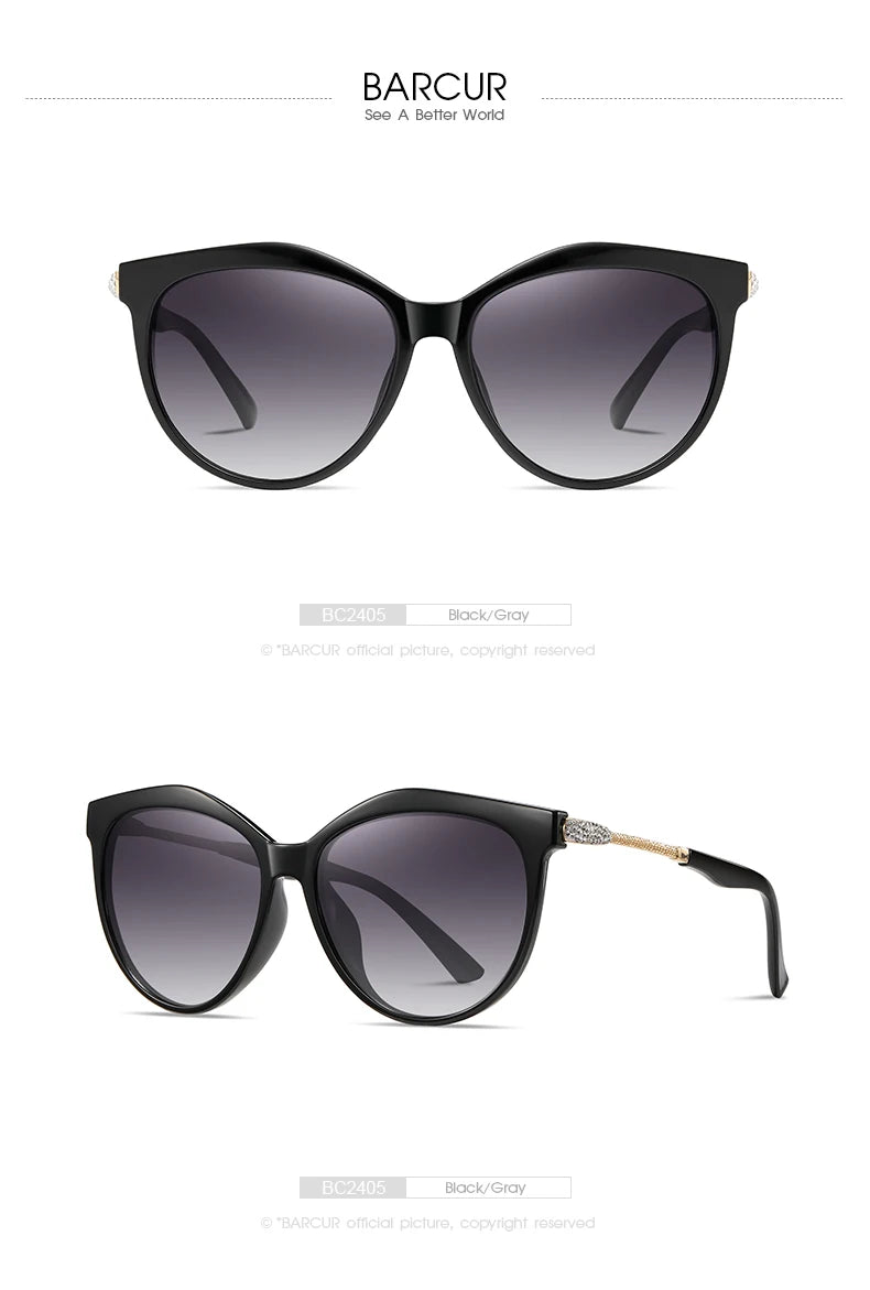 Damen-Sonnenbrille Cat Eye oval Farbverlauf Spiegel polarisiert