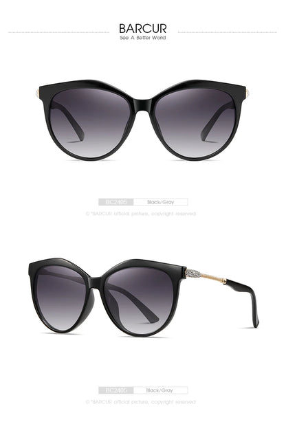 Damen-Sonnenbrille Cat Eye oval Farbverlauf Spiegel polarisiert