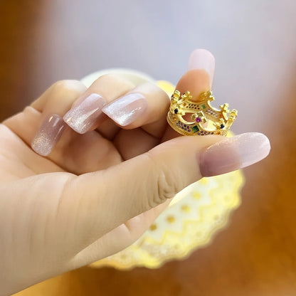 Damen-Ring Königin Krone golden majestätisch aus Sterlingsilber