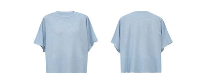 Damen-Rundhalspullover Fledermausärmel locker transparent Viskose Sommer