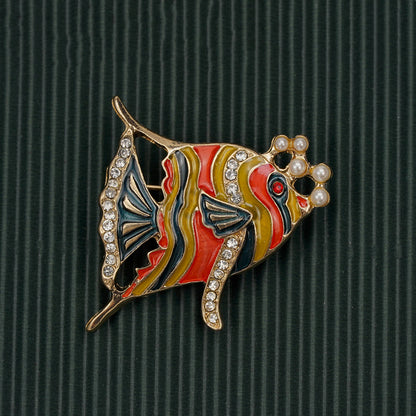 Brosche Fisch Schmetterling Insekt Emaille Kristall Vintage Retro Kleidung Damen