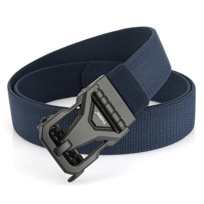 Herren Gürtel Elastisch Verstellbar Blau Mit Automatik-Schnalle Nylon-Stretch Breite 3,8 cm Größe 100–120 cm