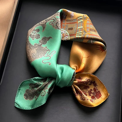 Damen Seidenschal quadratisch Blumen Bandana Haarband Halstuch weich