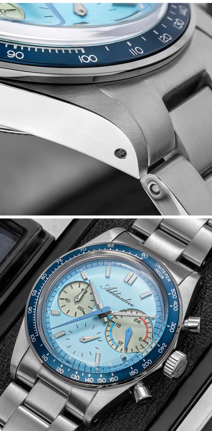 ADDIESDIVE 37mm Men Watch AD2539 BGW9 Super Luminous Chronograph Watch Bubble Mirror Glass 10Bar Waterproof VK63 Quartz Watches