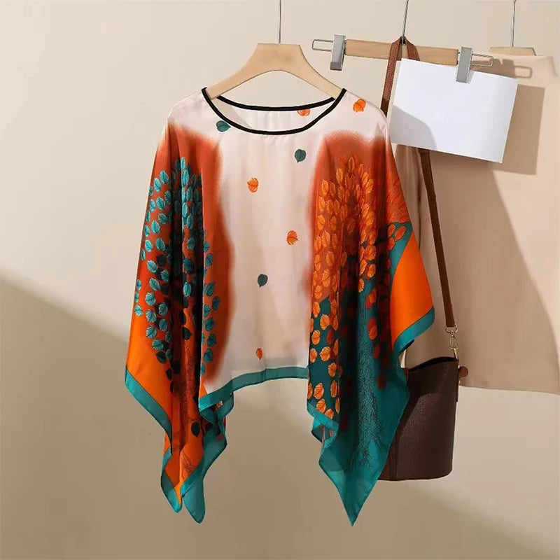 Damen Chiffon Schal Sommer Strand Bikini Sonnenschutz Poncho bedruckt sexy