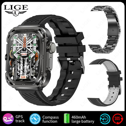 LIGE Neue GPS Smartwatch Männer 2,1'' HD Bildschirm NFC Kompass 460mAh Militär Outdoor Sport Smart Uhr IP68 wasserdichte BT Anruf Uhr