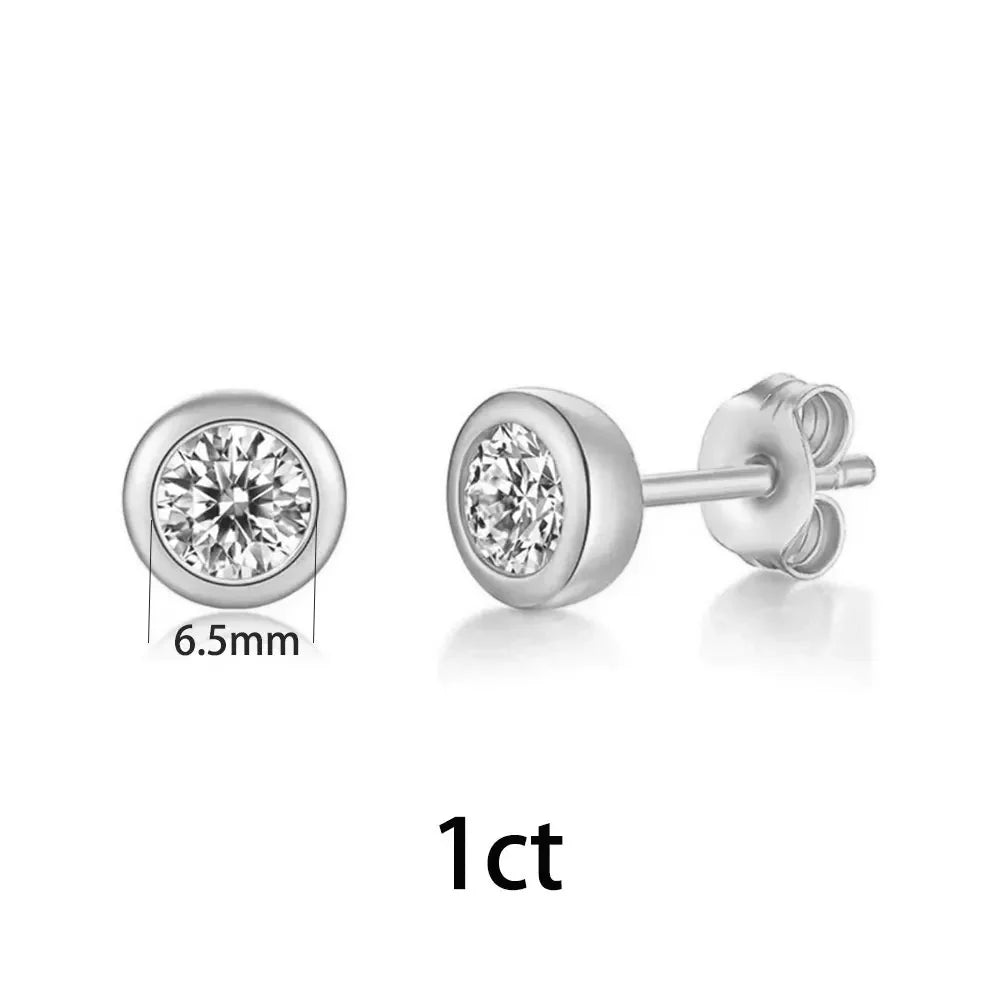 Damenohrringe in silberfarbenem Metall mit Moissanit, ca. 1 ct, 6,5 mm