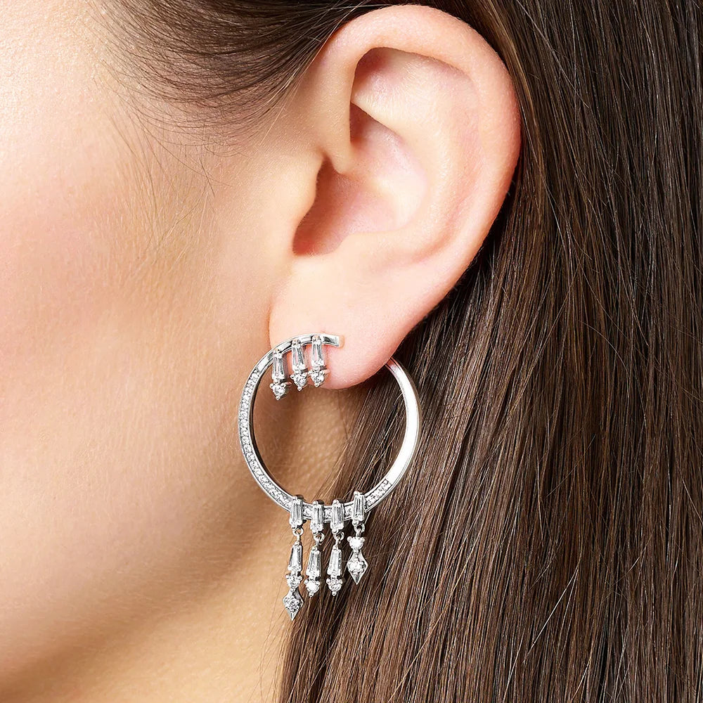 Damen-Creolen Sonnenstrahlen mit Zirkonia aus Sterlingsilber