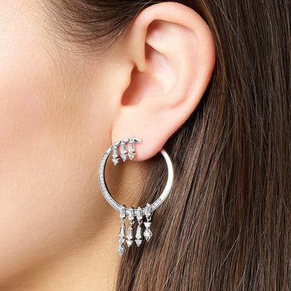 Damen-Creolen Sonnenstrahlen mit Zirkonia aus Sterlingsilber
