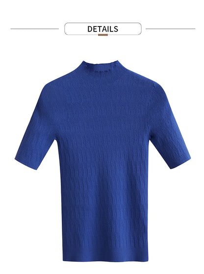 Damen-Halbrollkragen-Pullover Slim Halbarm Viskose Herbst-Winter