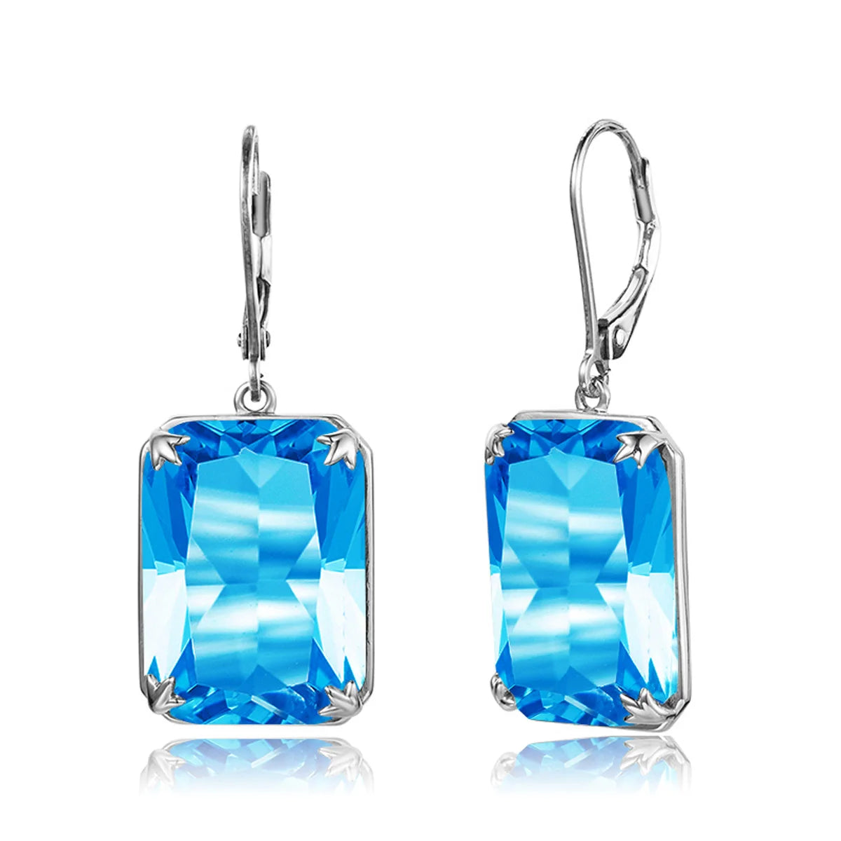 Damen-Ohrringe Silber 925 mit Mystic Regenbogen-Topas im rechteckigen Boho-Stil, Modeschmuck