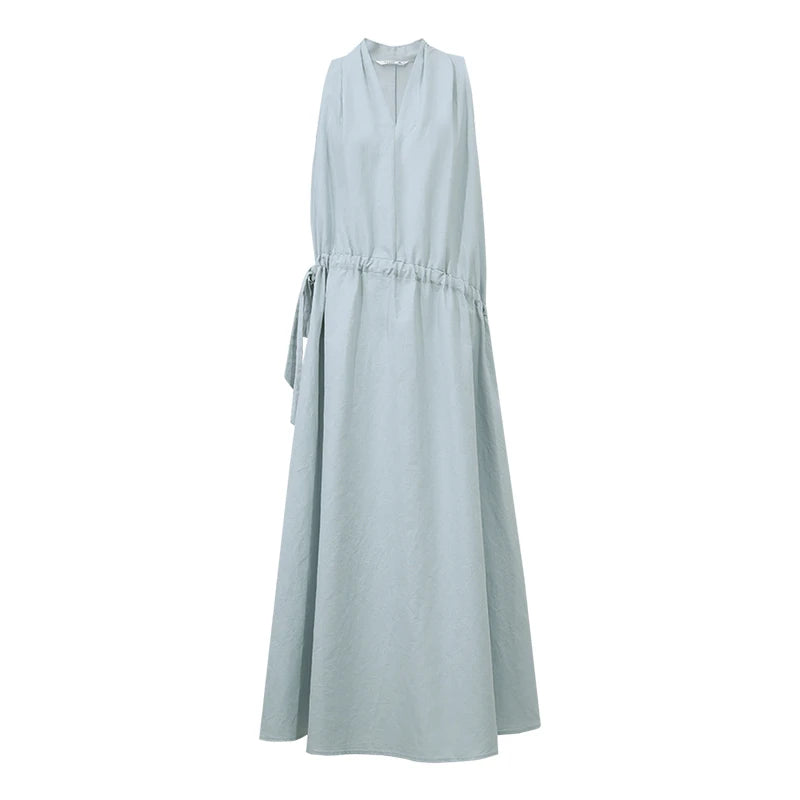 Elegantes Ärmelloses Sommerkleid Für Damen Mit Kordelzug