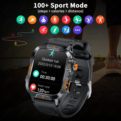 LIGE 2025 Neue LED Taschenlampe Smart Uhr Männer 420 mAh Batterie Wasserdichte Outdoor Sport Bluetooth Anruf Smartwatch Für Android IOS