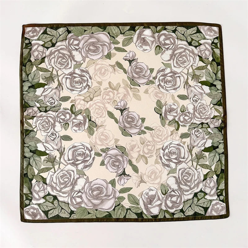 Damen Twill Seidenschal 65cm quadratisch Krawatte Halstuch doppelseitig Hijab Bandana C