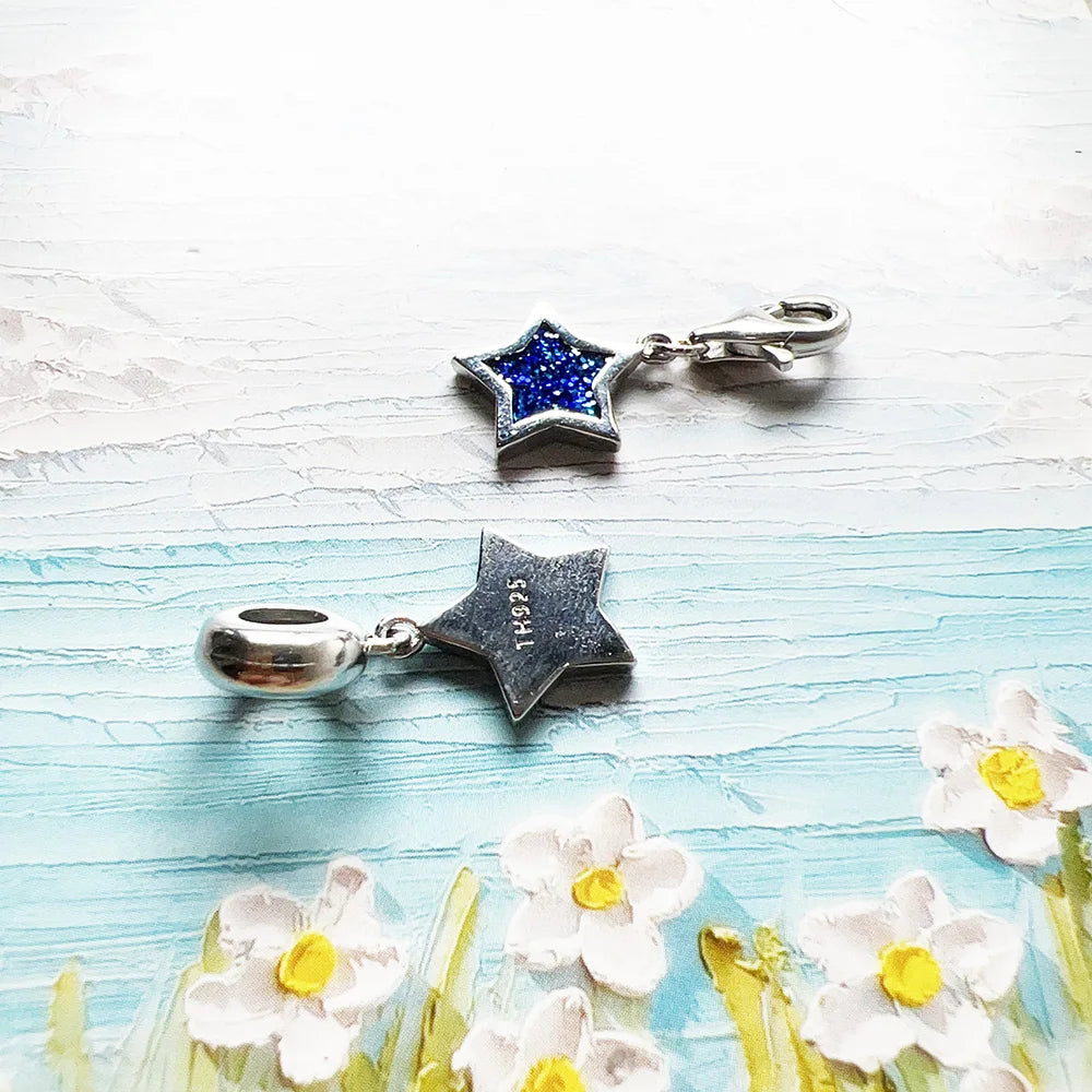 Damen-Charm-Anhänger blauer Stern Böhmen aus Sterlingsilber