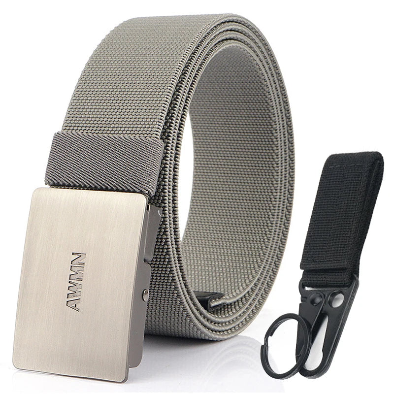 VATLY Silber Stretch-Gürtel Herren 3,8 cm mit Schnellverschluss 105–125 cm