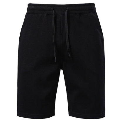Herren-Shorts mit elastischem Bund und Kordelzug, schwarz, bis zur Kniehöhe