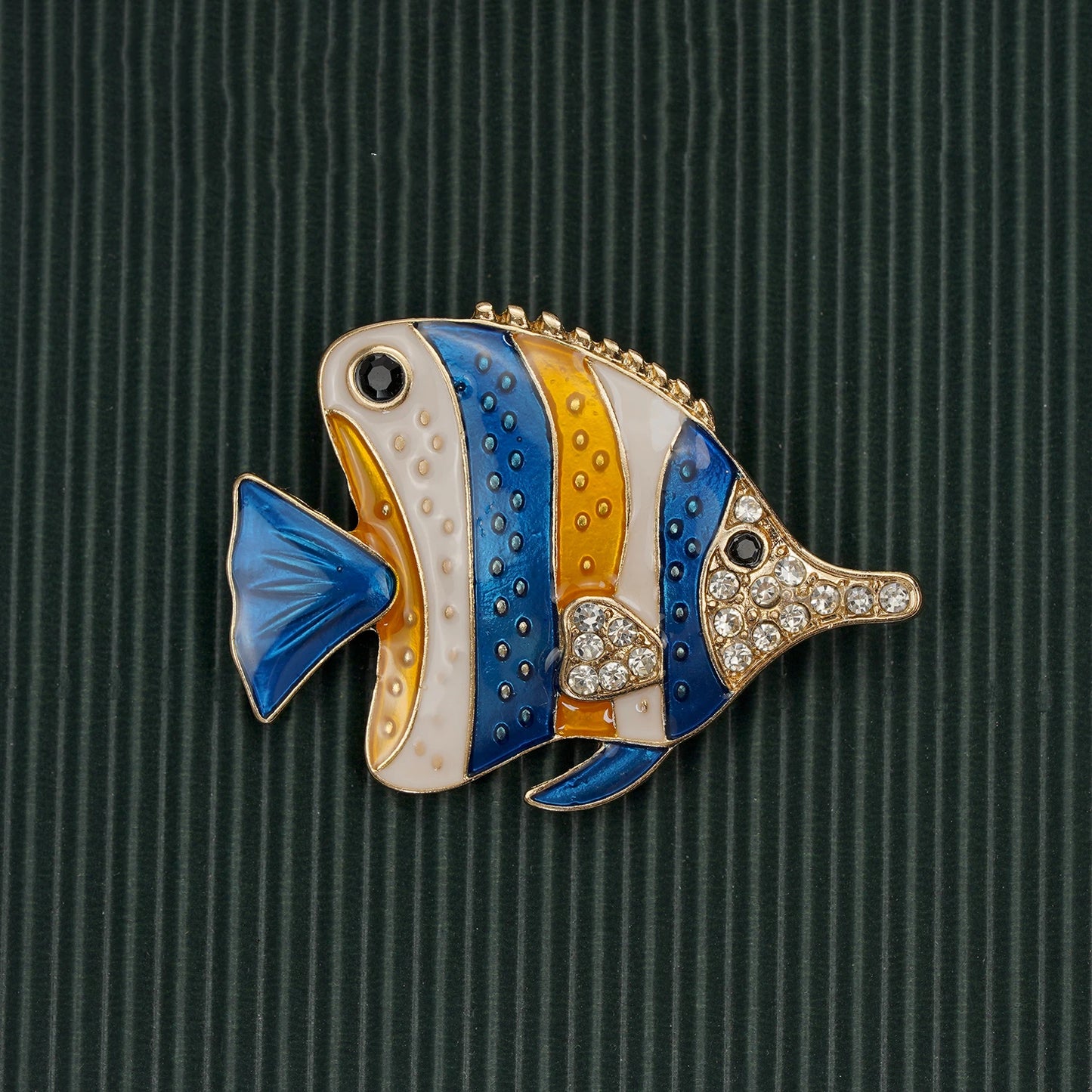 Brosche Fisch Schmetterling Insekt Emaille Kristall Vintage Retro Kleidung Damen