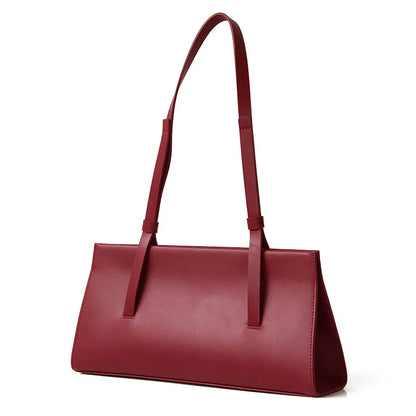Rote Schultertasche Spaltleder In Baguette-Form | Donna-In