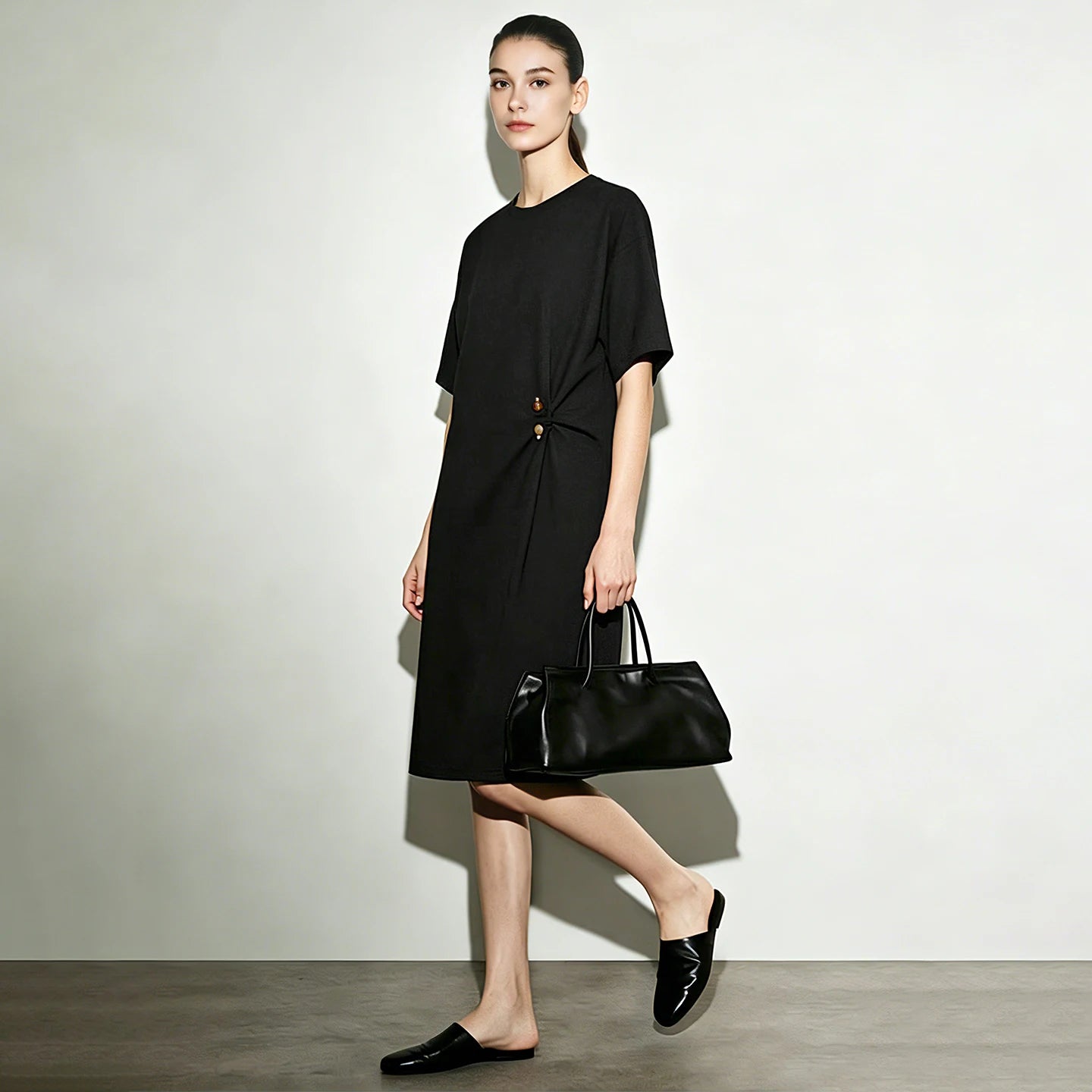 Elegantes Damenkleid Aus Baumwolle Leichter Sitz Für Büro Und Alltag