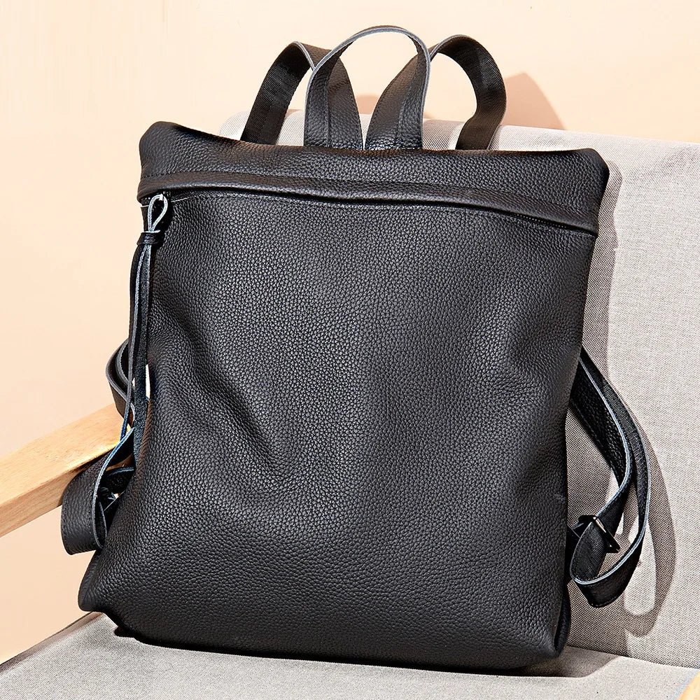 Damen-Lederrucksack Mit Top-Griff Und Viel Stauraum Durch Mehrfachtaschen Und Gepolsterter Rücken