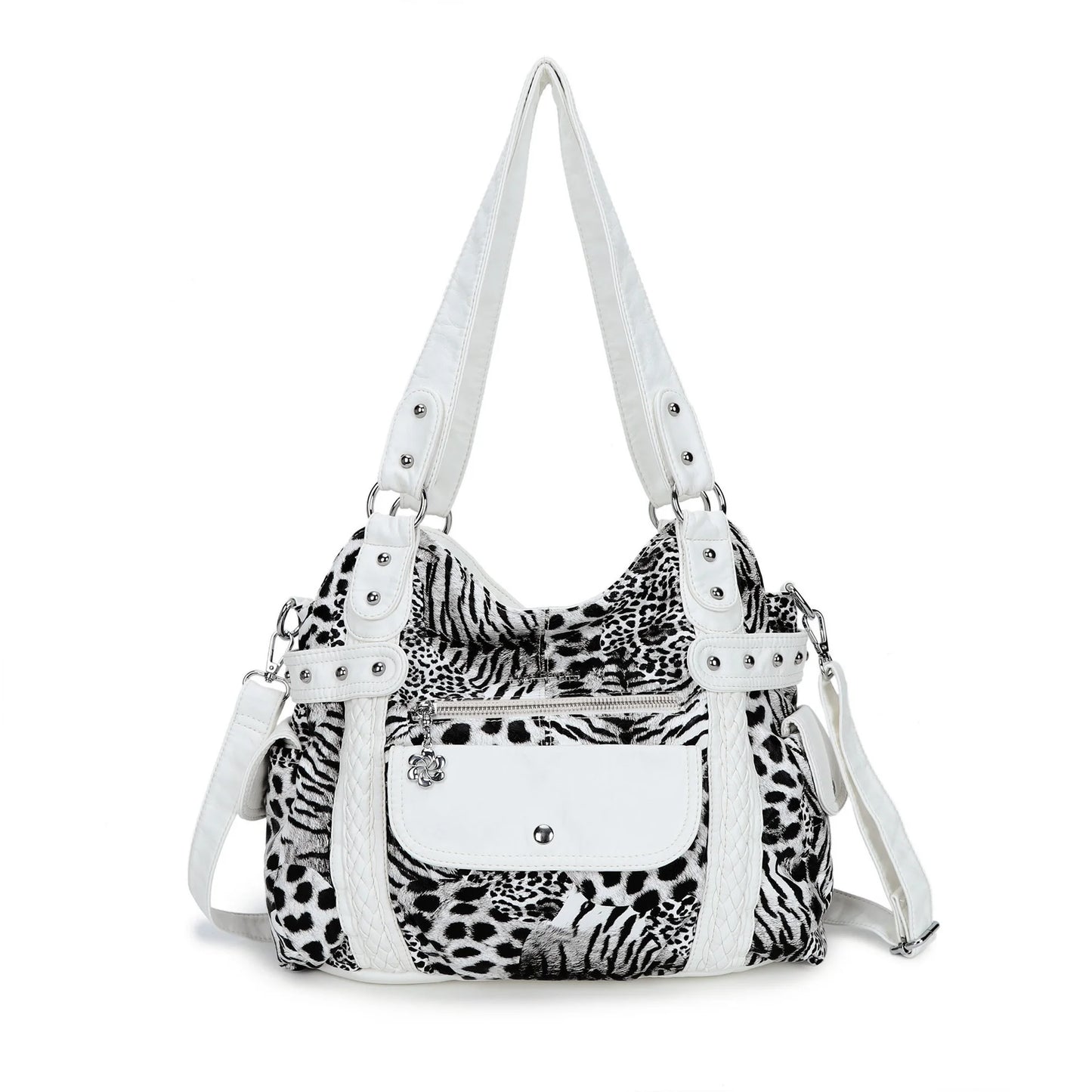 Damen-Handtasche aus PU mit Reißverschluss und Mehrfachfächern, ideal für Alltag und Freizeit, Innenfutter aus Polyester